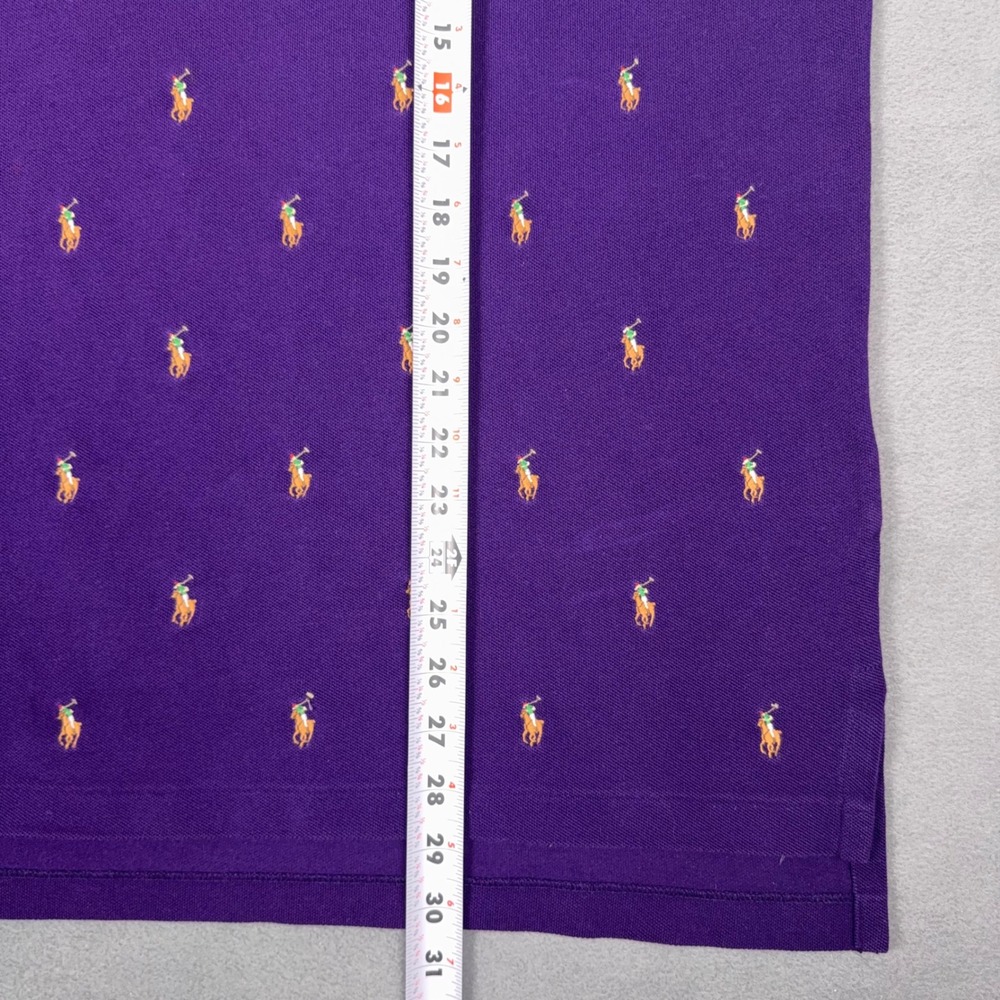Polo Ralph Lauren Allover Flesh Pony Embroidered Polo Shirt Purple Mens XL - Picture 7 of 7